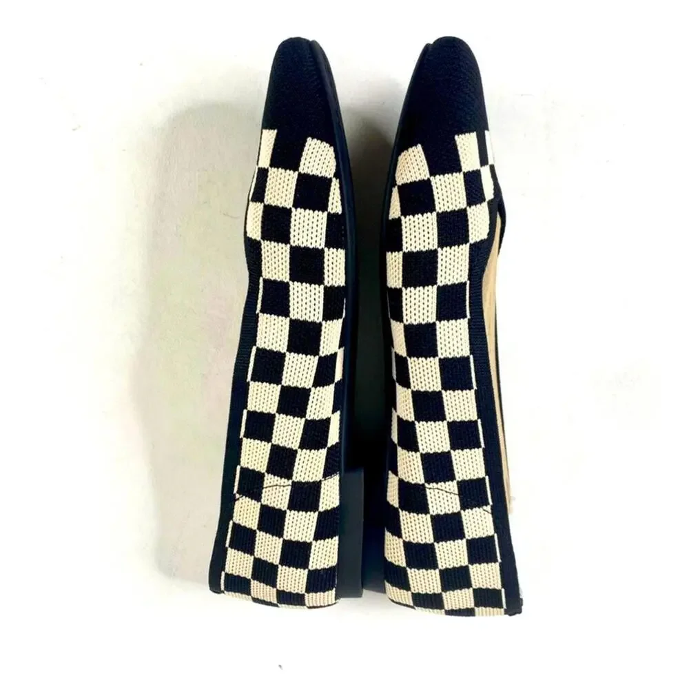 VIVAIA Margot Square Toe Checker Black & Cream | Size US 8.5 WIDE / EU39.5  $109
